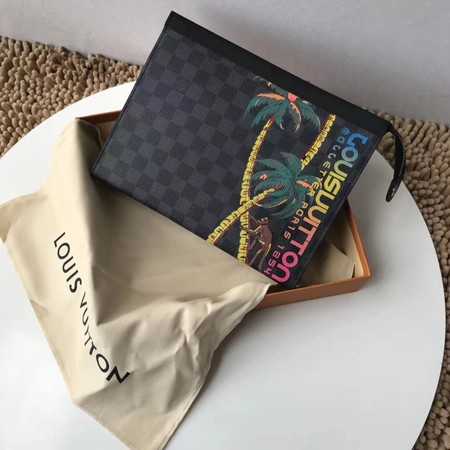 Louis Vuitton Outlet Damier Graphite Clutch Bag POCHETTE VOYAGE N63510 Coconut tree