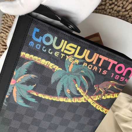 Louis Vuitton Outlet Damier Graphite Clutch Bag POCHETTE VOYAGE N63510 Coconut tree