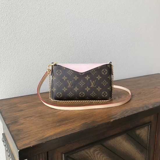 Louis Vuitton Outlet original monogram canvas pallas clutch M41638 pink