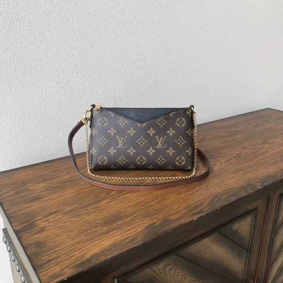 Louis Vuitton Outlet original monogram canvas pallas clutch M41638 black