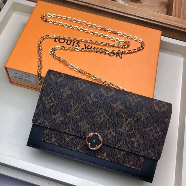 Louis Vuitton Outlet Monogram Canvas FLORE Chain Wallet M67404 black