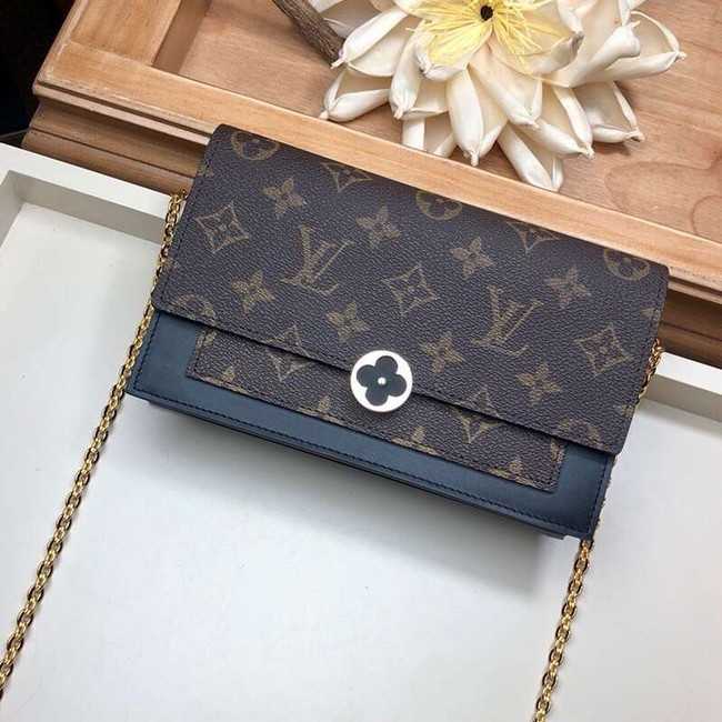 Louis Vuitton Outlet Monogram Canvas FLORE Chain Wallet M67404 black