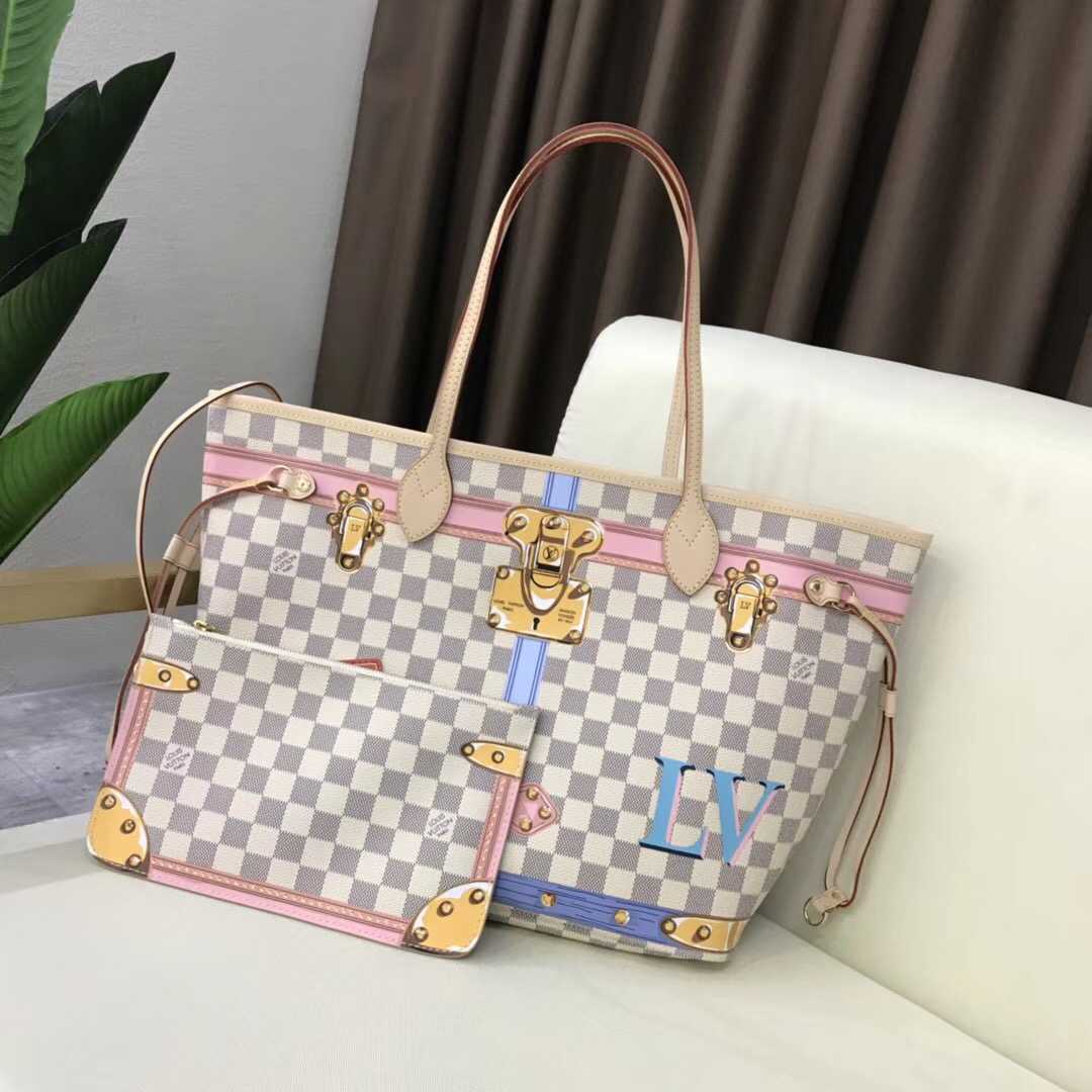 Louis Vuitton Outlet Damier Azur Canvas original neverfull mm B40156