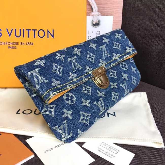 Louis Vuitton Outlet Denim Clutch bag M44472 blue