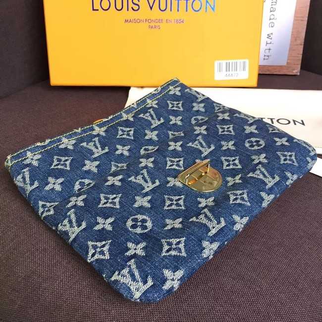 Louis Vuitton Outlet Denim Clutch bag M44472 blue