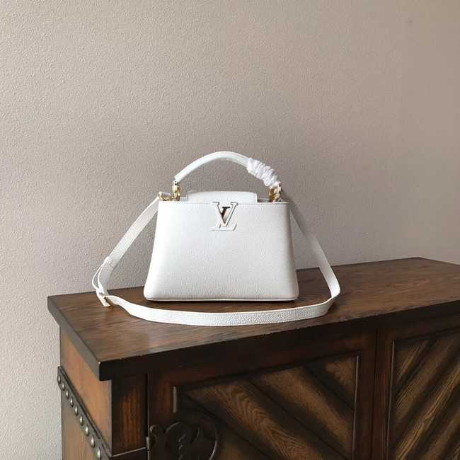 Louis Vuitton Outlet original taurillon leather Capucines PM M48865 white