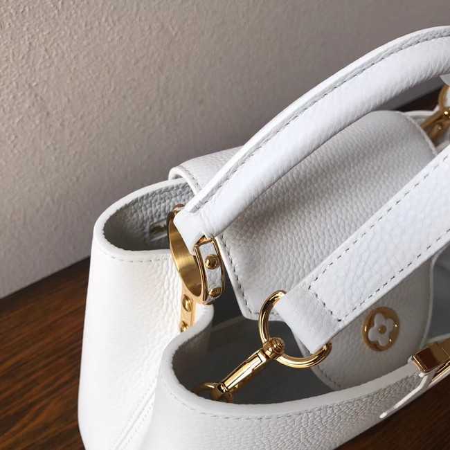 Louis Vuitton Outlet original taurillon leather Capucines PM M48865 white