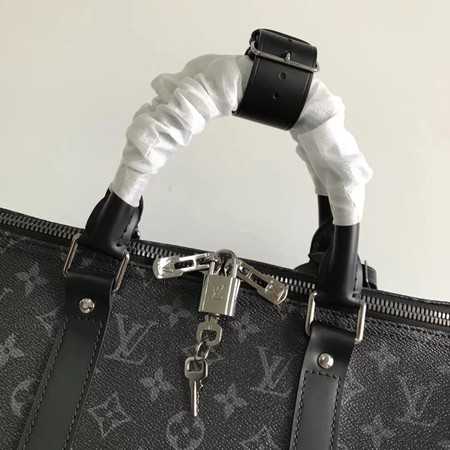 Louis Vuitton Outlet Monogram Canvas Keepall 50CM with Shoulder Strap 43817 silver.black