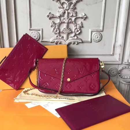 Louis Vuitton Outlet Original Monogram Vernis Felicie Chain Wallet 61276 Deep red