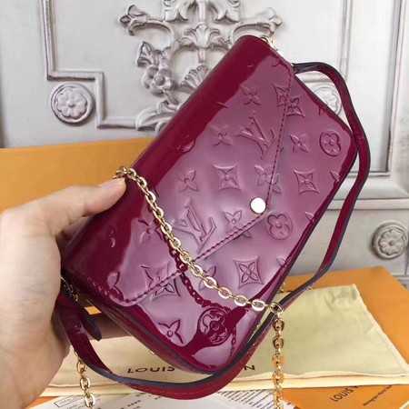 Louis Vuitton Outlet Original Monogram Vernis Felicie Chain Wallet 61276 Deep red