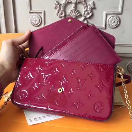 Louis Vuitton Outlet Original Monogram Vernis Felicie Chain Wallet 61276 Deep red