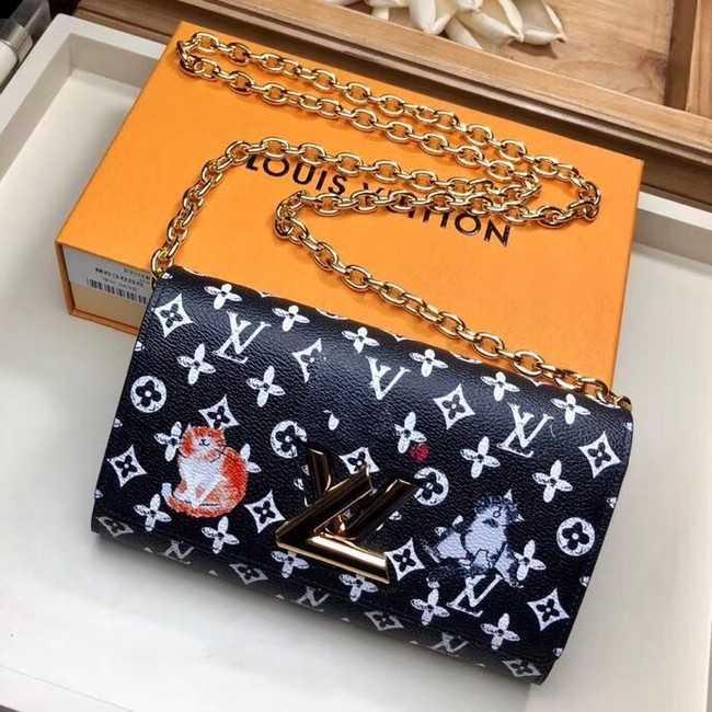 Louis Vuitton Outlet Monogram Canvas Twist Chain Wallet M63888 black