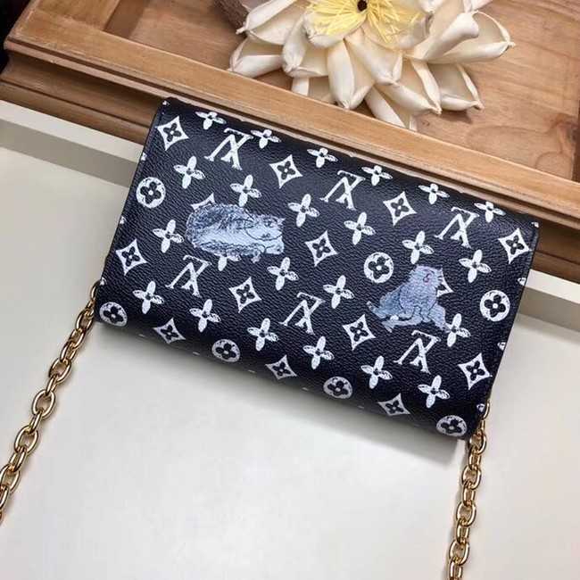 Louis Vuitton Outlet Monogram Canvas Twist Chain Wallet M63888 black