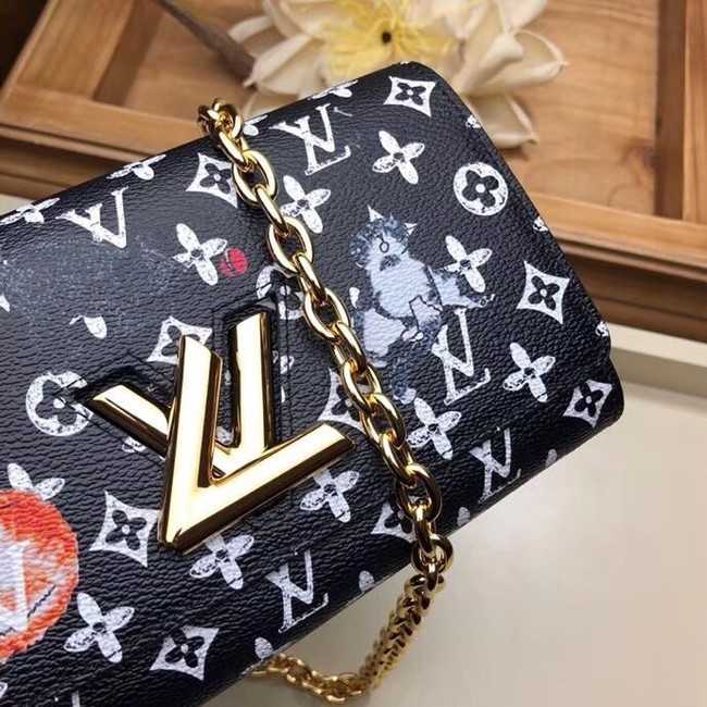 Louis Vuitton Outlet Monogram Canvas Twist Chain Wallet M63888 black