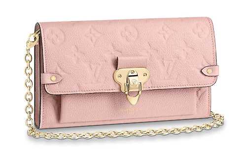 Louis Vuitton Outlet original mongram empreinte CHAIN WALLET M63399 Rose Poudre