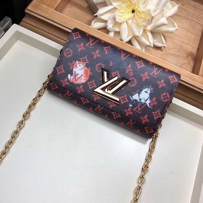 Louis Vuitton Outlet Monogram Canvas Twist Chain Wallet M63888 orange