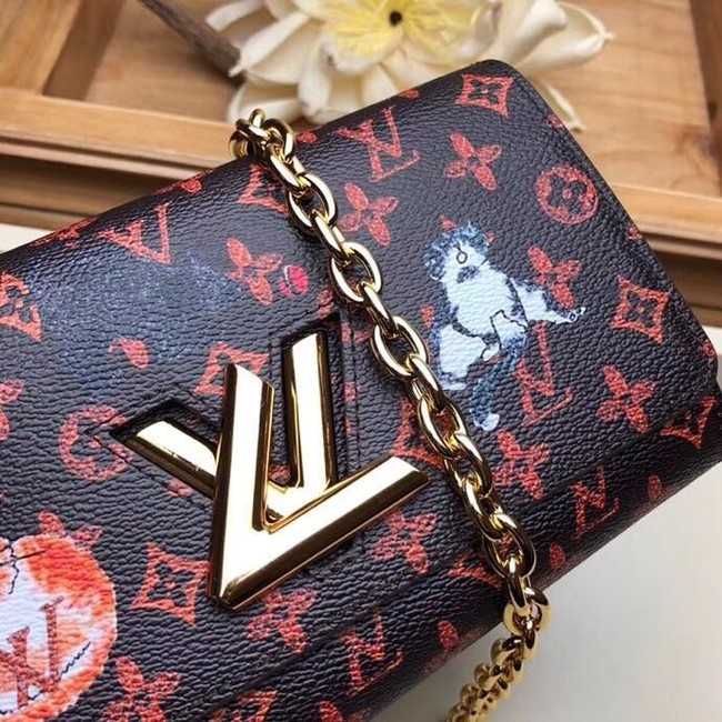 Louis Vuitton Outlet Monogram Canvas Twist Chain Wallet M63888 orange