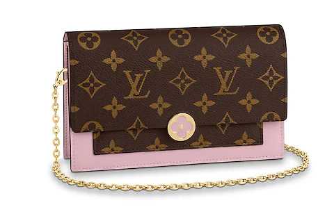 Louis Vuitton Outlet Monogram Canvas FLORE Chain Wallet M67405 pink