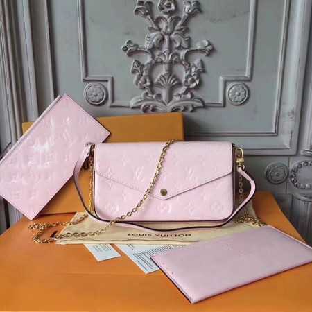 Louis Vuitton Outlet Original Monogram Vernis Felicie Chain Wallet 61276 light pink