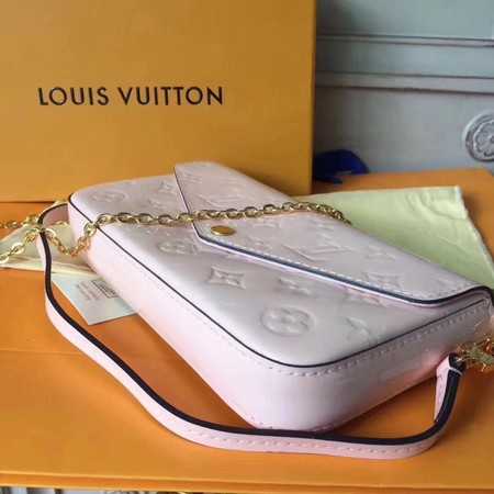 Louis Vuitton Outlet Original Monogram Vernis Felicie Chain Wallet 61276 light pink