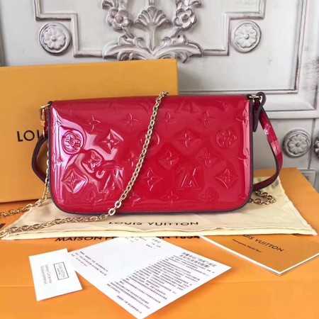 Louis Vuitton Outlet Original Monogram Vernis Felicie Chain Wallet 61276 red