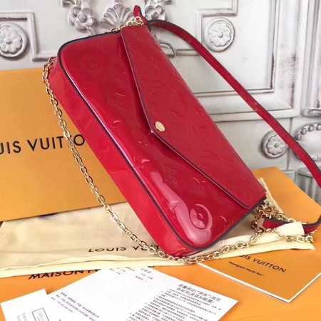 Louis Vuitton Outlet Original Monogram Vernis Felicie Chain Wallet 61276 red