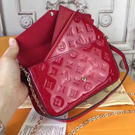 Louis Vuitton Outlet Original Monogram Vernis Felicie Chain Wallet 61276 red