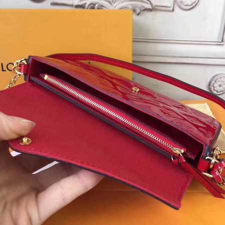 Louis Vuitton Outlet Original Monogram Vernis Felicie Chain Wallet 61276 red