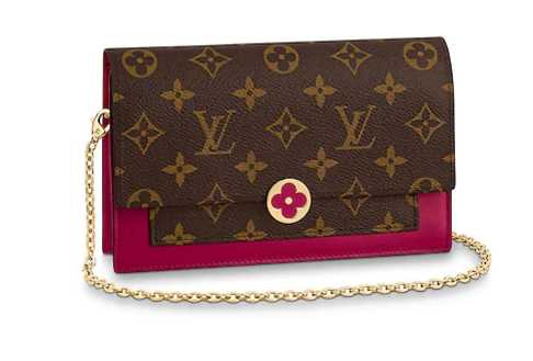 Louis Vuitton Outlet Monogram Canvas FLORE Chain Wallet M67404 Lie De Vin