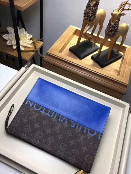 Louis Vuitton Outlet Monogram Canvas Clutch Bag Split N63039 blue