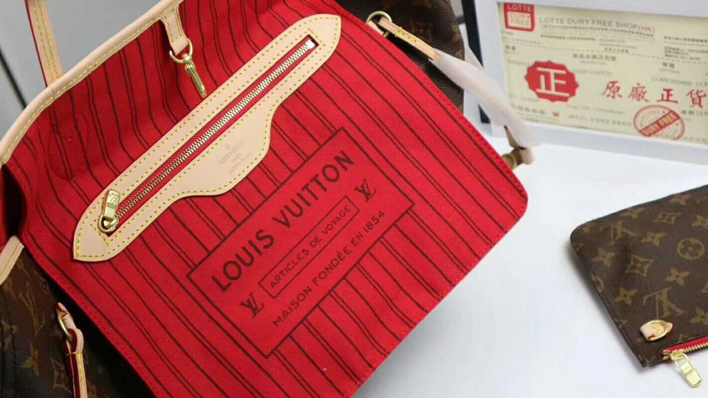 Louis Vuitton Outlet Original Monogram Canvas Neverfull GM M40991 red