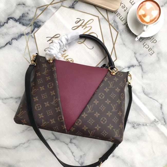 Louis Vuitton Outlet Monogram Canvas original V TOTE MM M43949 Bordeaux Red