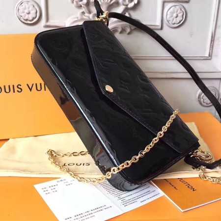 Louis Vuitton Outlet Original Monogram Vernis Felicie Chain Wallet 61276 black