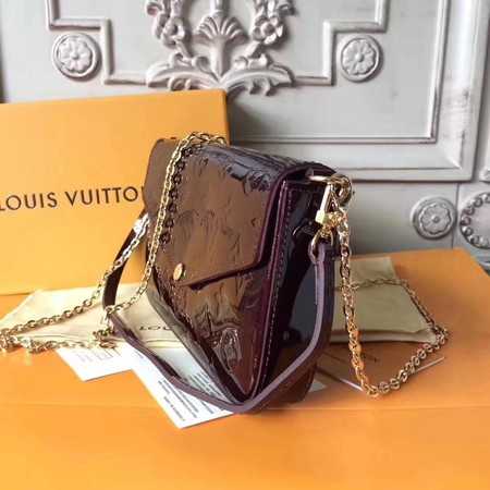 Louis Vuitton Outlet Original Monogram Vernis Felicie Chain Wallet 61276 purple