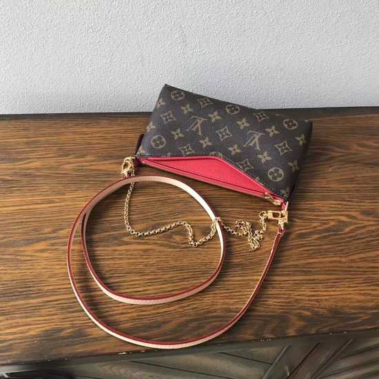 Louis Vuitton Outlet original monogram canvas pallas clutch M41638 red