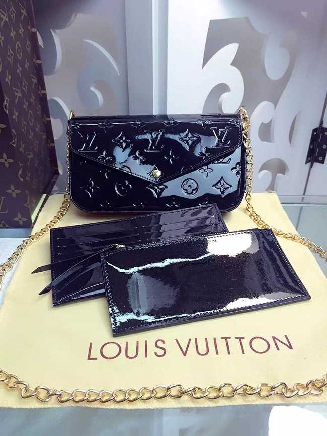 Louis Vuitton Outlet Monogram Vernis Chaine Wallet M61276 Black