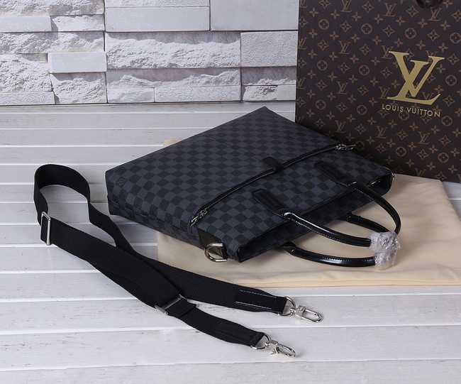 Louis Vuitton Outlet Damier Canvas Briefcase Calfskin Leather 41565 Black