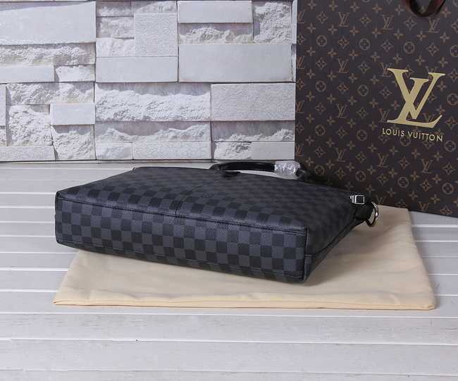 Louis Vuitton Outlet Damier Canvas Briefcase Calfskin Leather 41565 Black