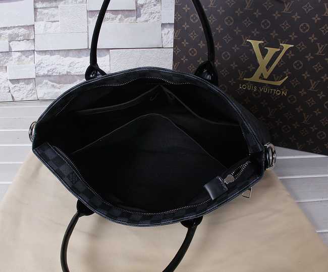 Louis Vuitton Outlet Damier Canvas Briefcase Calfskin Leather 41565 Black