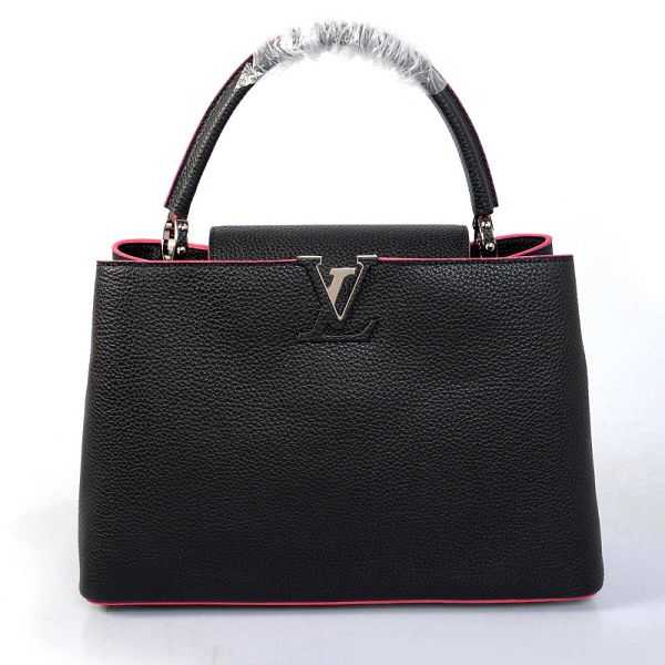 2014 Louis Vuitton Outlet capucines mm m94535 cobalt black&rose red bag