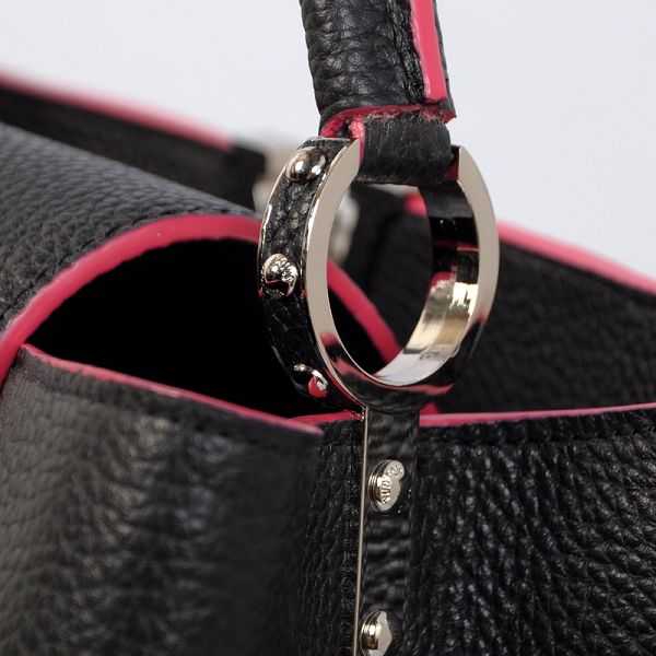 2014 Louis Vuitton Outlet capucines mm m94535 cobalt black&rose red bag