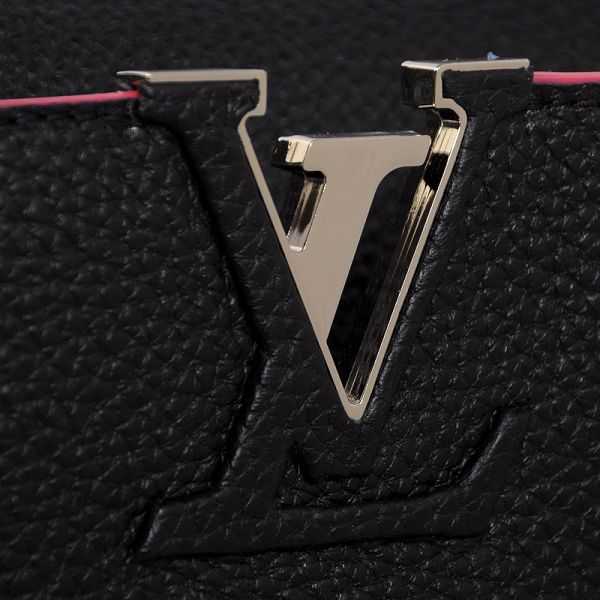 2014 Louis Vuitton Outlet capucines mm m94535 cobalt black&rose red bag