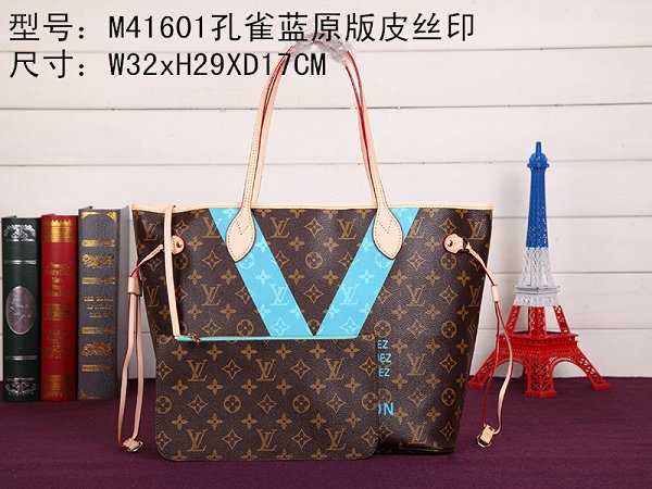 2015 Louis Vuitton Outlet neverfull mm monogram v m41602 blue