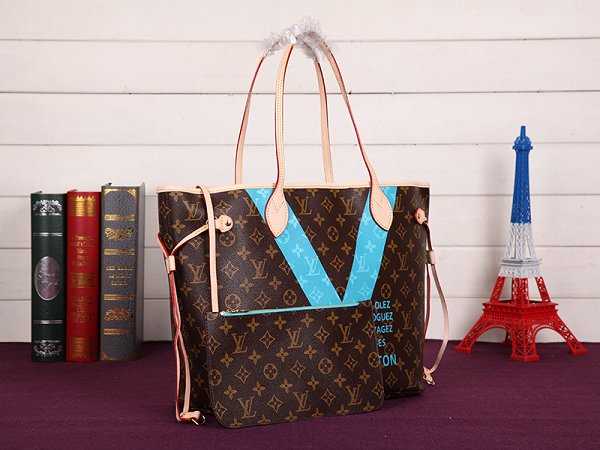 2015 Louis Vuitton Outlet neverfull mm monogram v m41602 blue