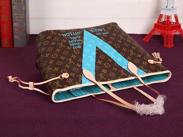 2015 Louis Vuitton Outlet neverfull mm monogram v m41602 blue