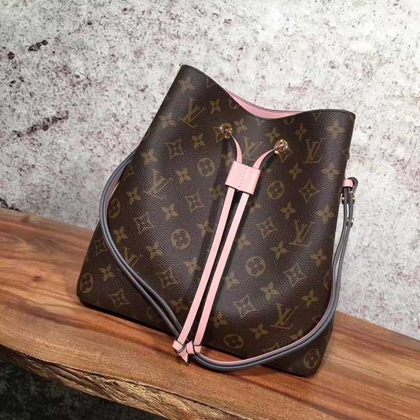 2017 Louis Vuitton Outlet monogram canvas original bag neonoe M44022 pink