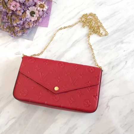 Louis Vuitton Outlet Original pochette felicie monogram empreinte shoulder bag M64064 Cerise