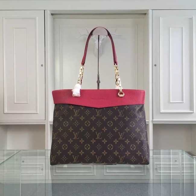 Louis Vuitton Outlet Monogram Canvas Pallas Shopper M51197 Red