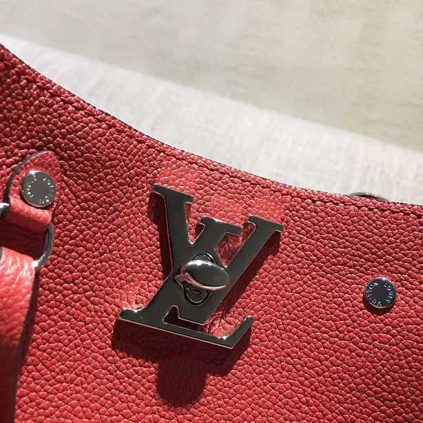 2017 Louis Vuitton Outlet original leather lockme bucket M54677 red