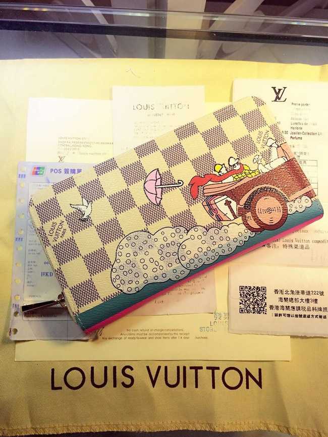 Louis Vuitton Outlet Damier Azur Canvas Zippy Illustre Wallet 61241 White